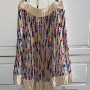 CHANEL Multicolor Mosaic Midi Skirt with Cream Accents